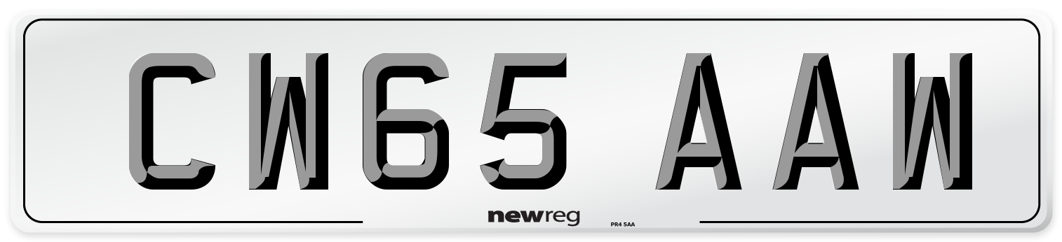 CW65 AAW Number Plate from New Reg